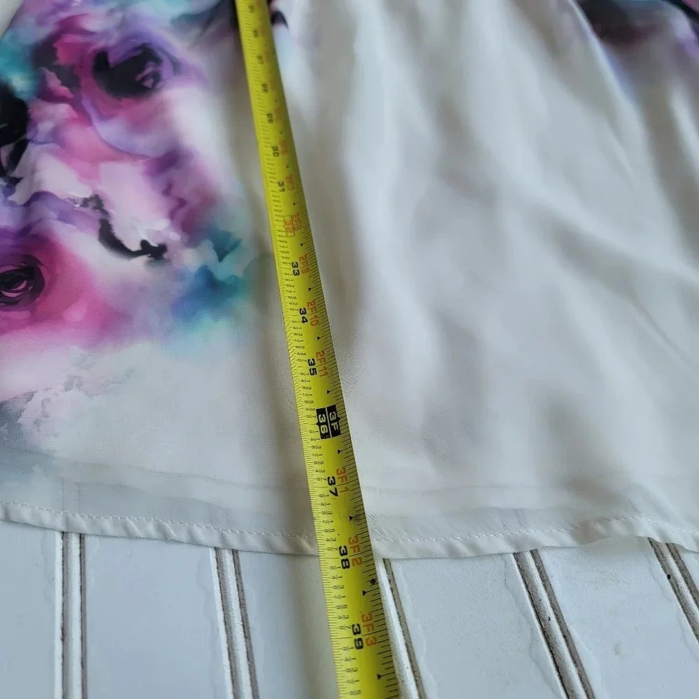 Maurices Women's Floral Print Short Sleeve Dress Watercolor Lined Sz M - Picture 4 of 12